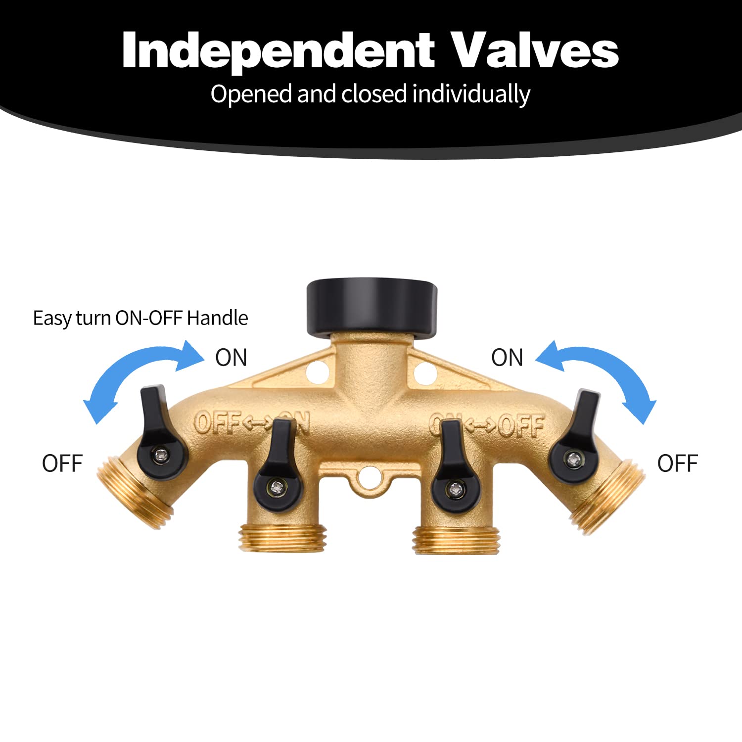 LFSEMINI 4 Way Hose Splitter attached to garden spigot