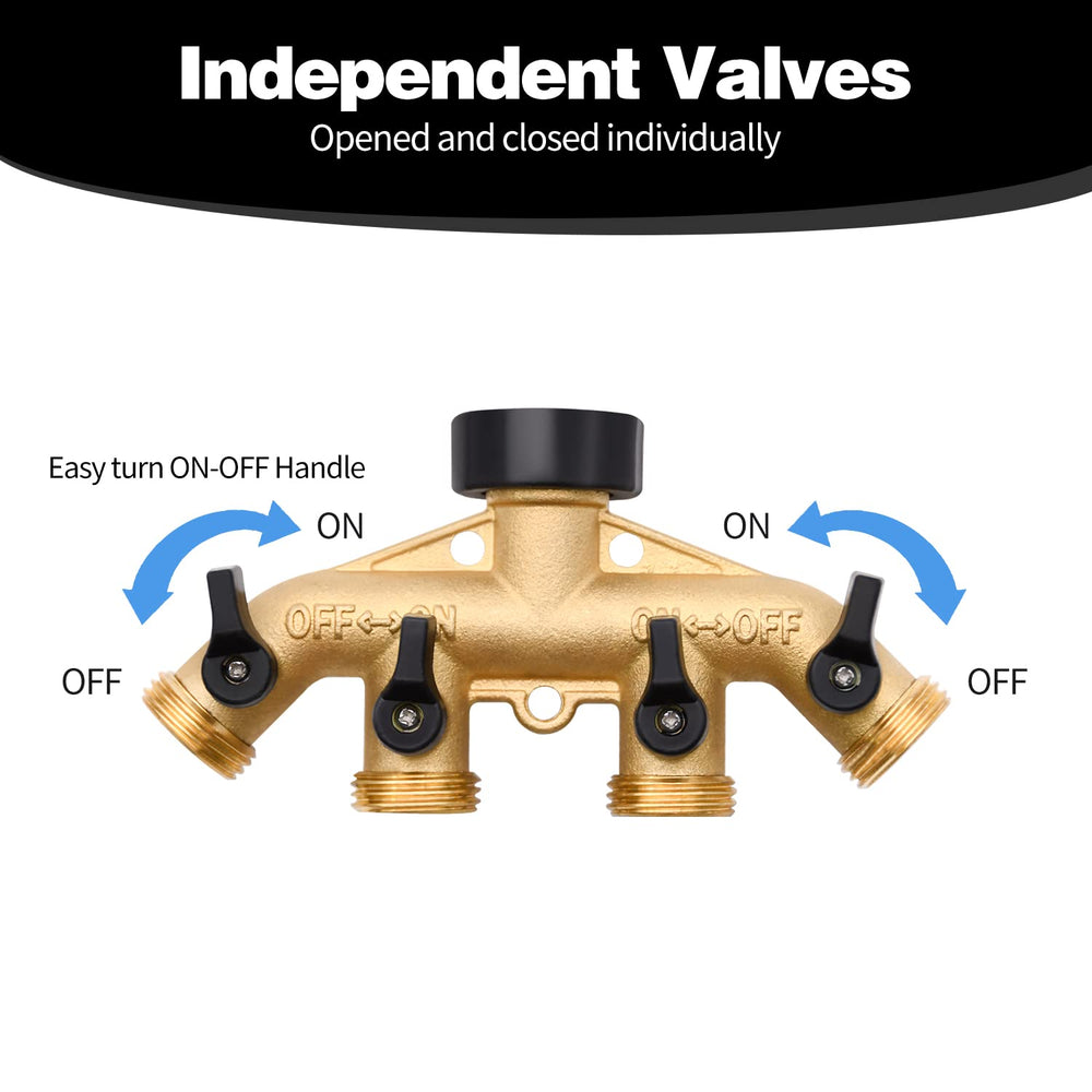 LFSEMINI 4 Way Hose Splitter attached to garden spigot