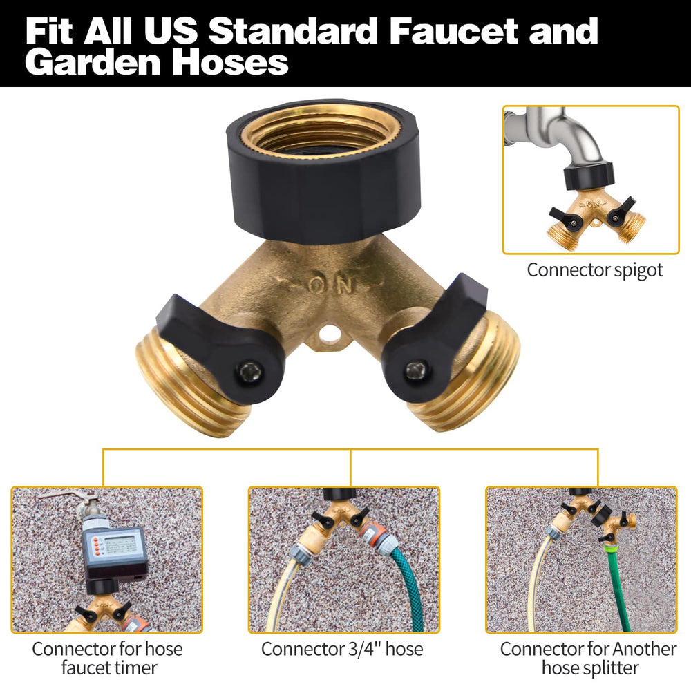 LFSEMINI brass hose splitter with rubber washers
