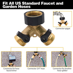 LFSEMINI brass hose splitter with rubber washers