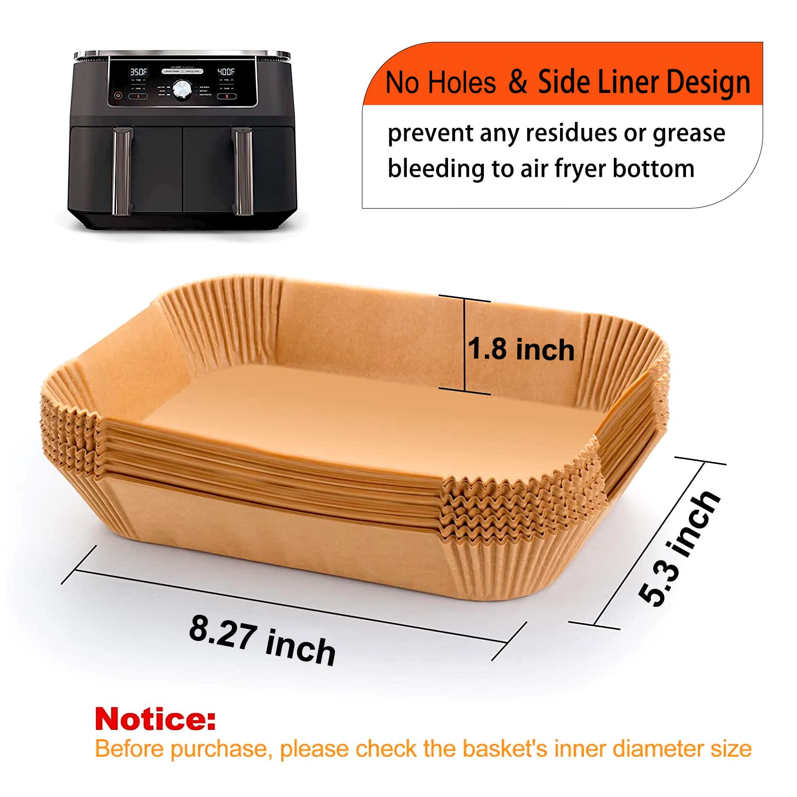 LHSHAD Air Fryer Liner size comparison with a hand