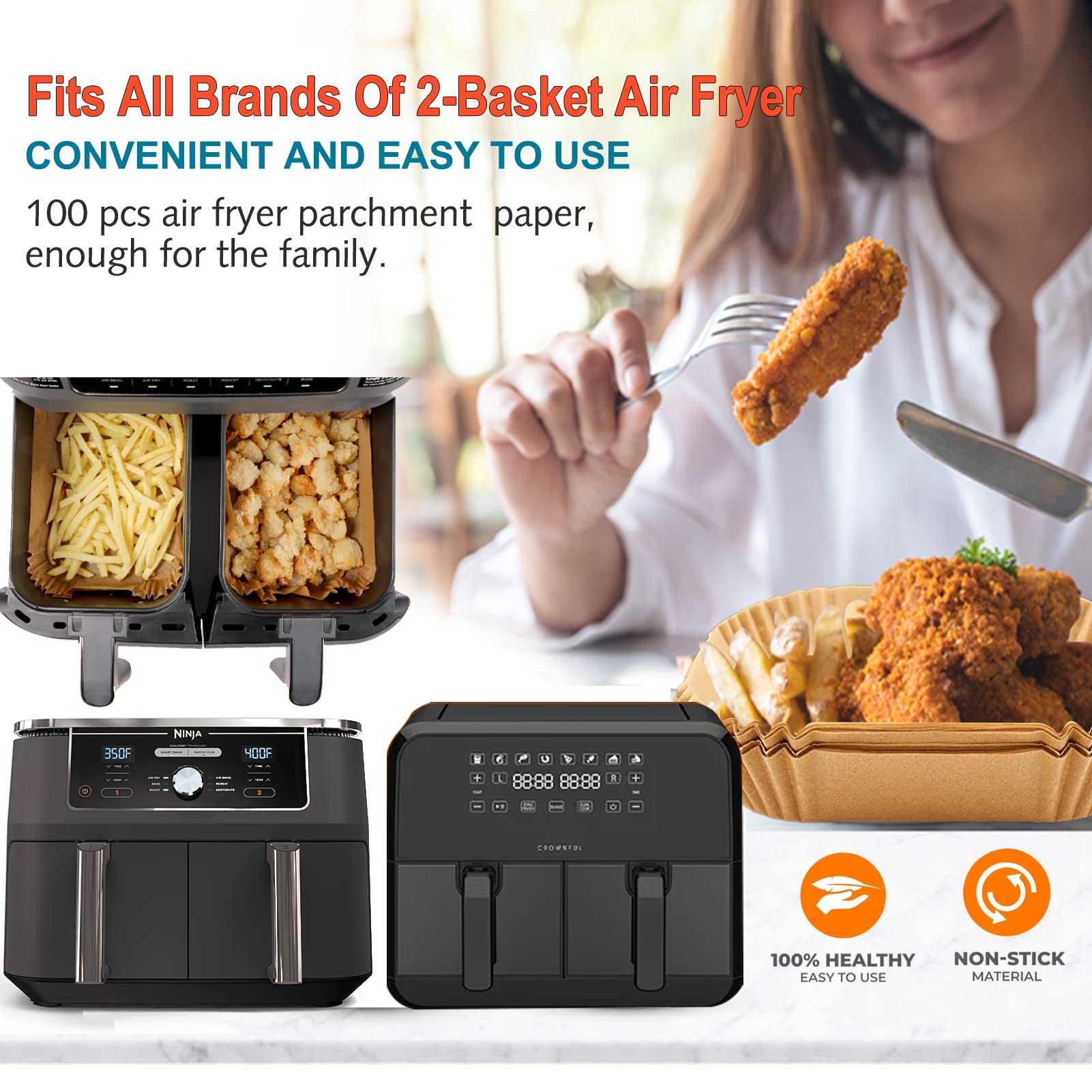 LHSHAD Air Fryer Liner stack showing multiple sheets