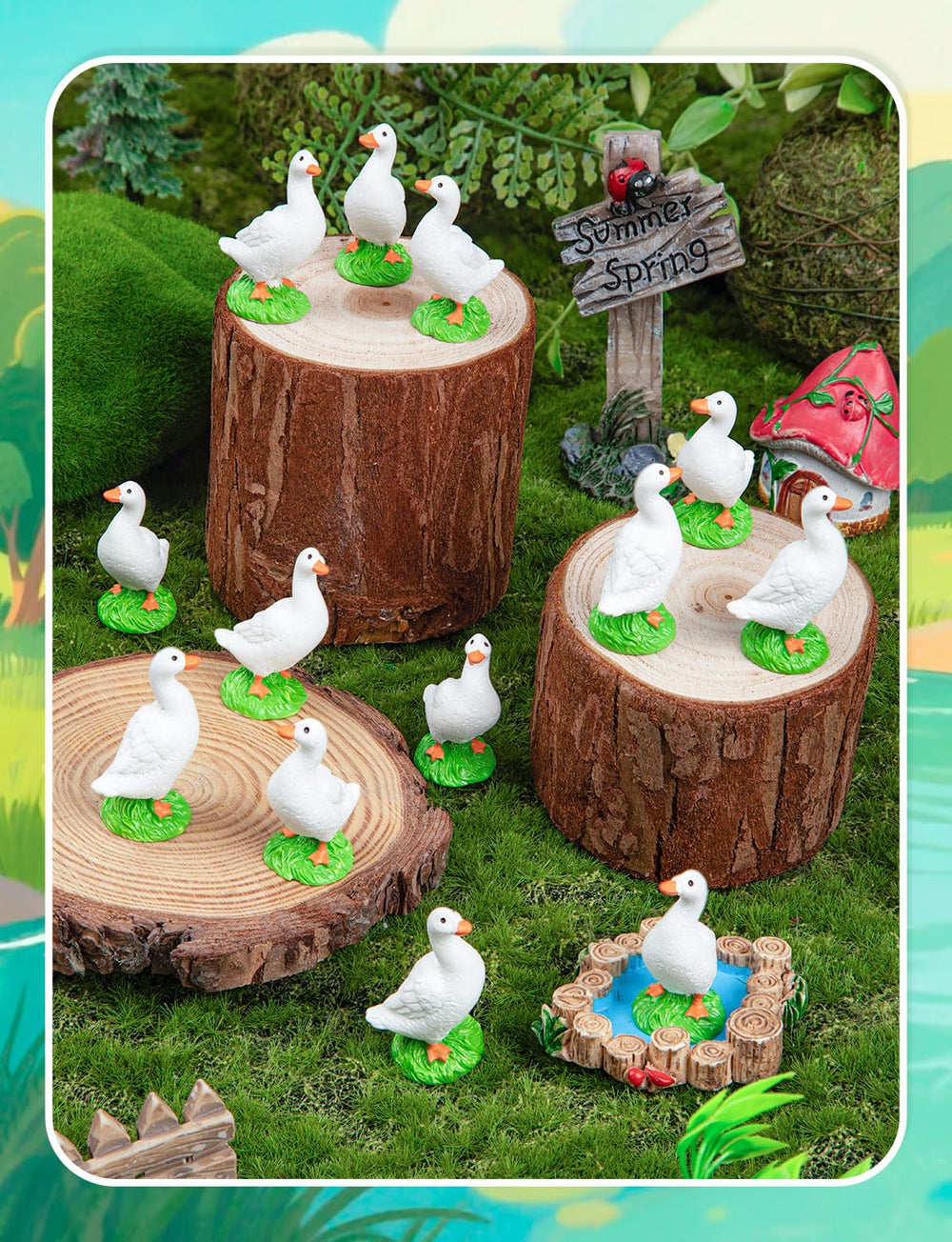 LHSYFBZ mini resin goose figurine on a desktop