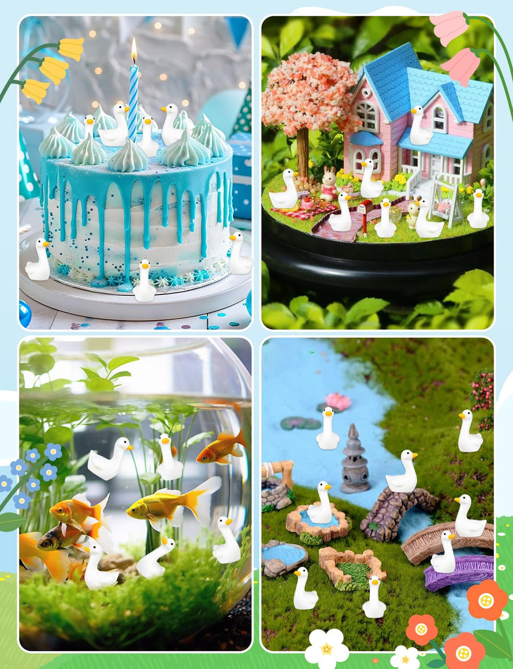 LHSYFBZ Mini Resin Goose Figurines in a terrarium