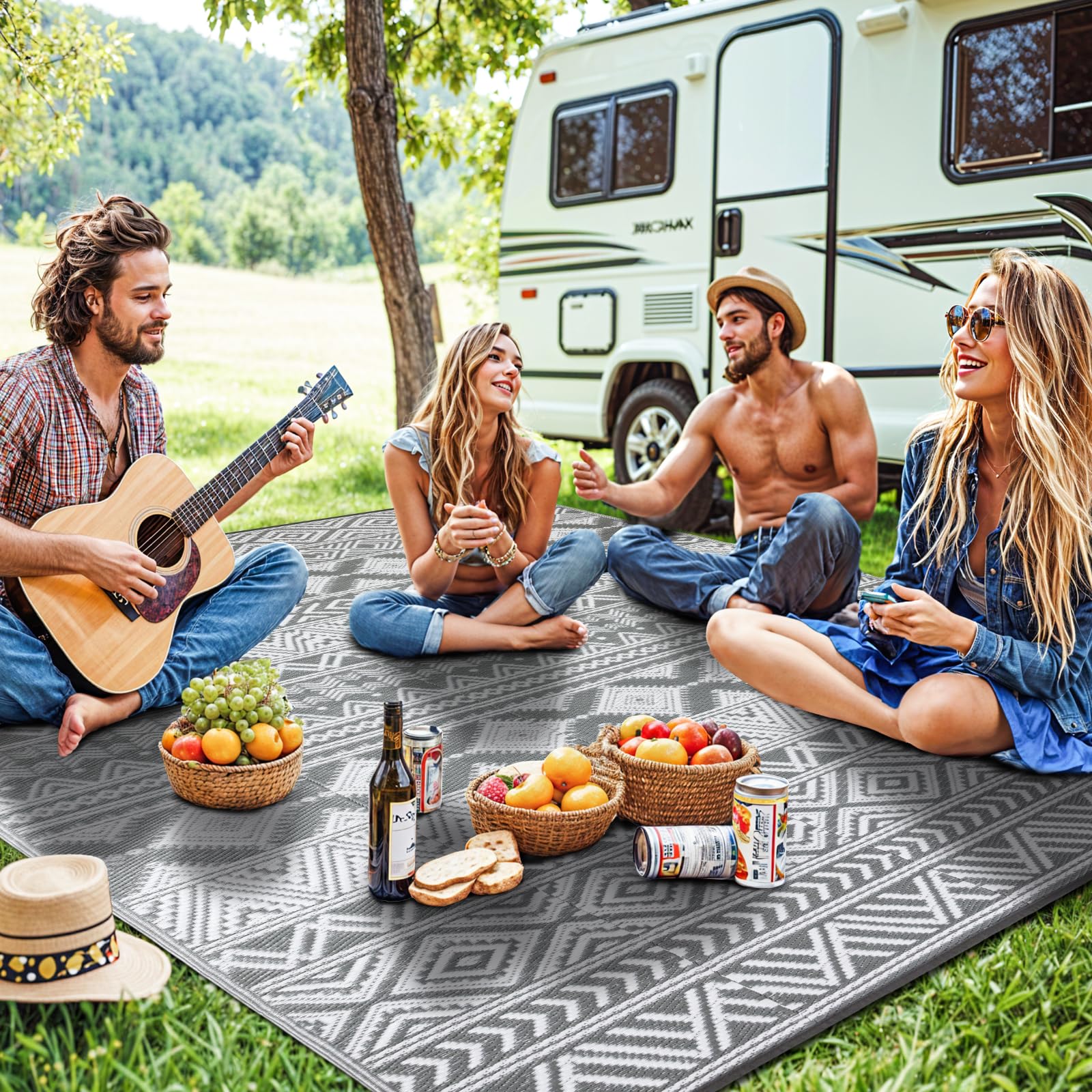 LIANLAM outdoor rug on a deck with furniture