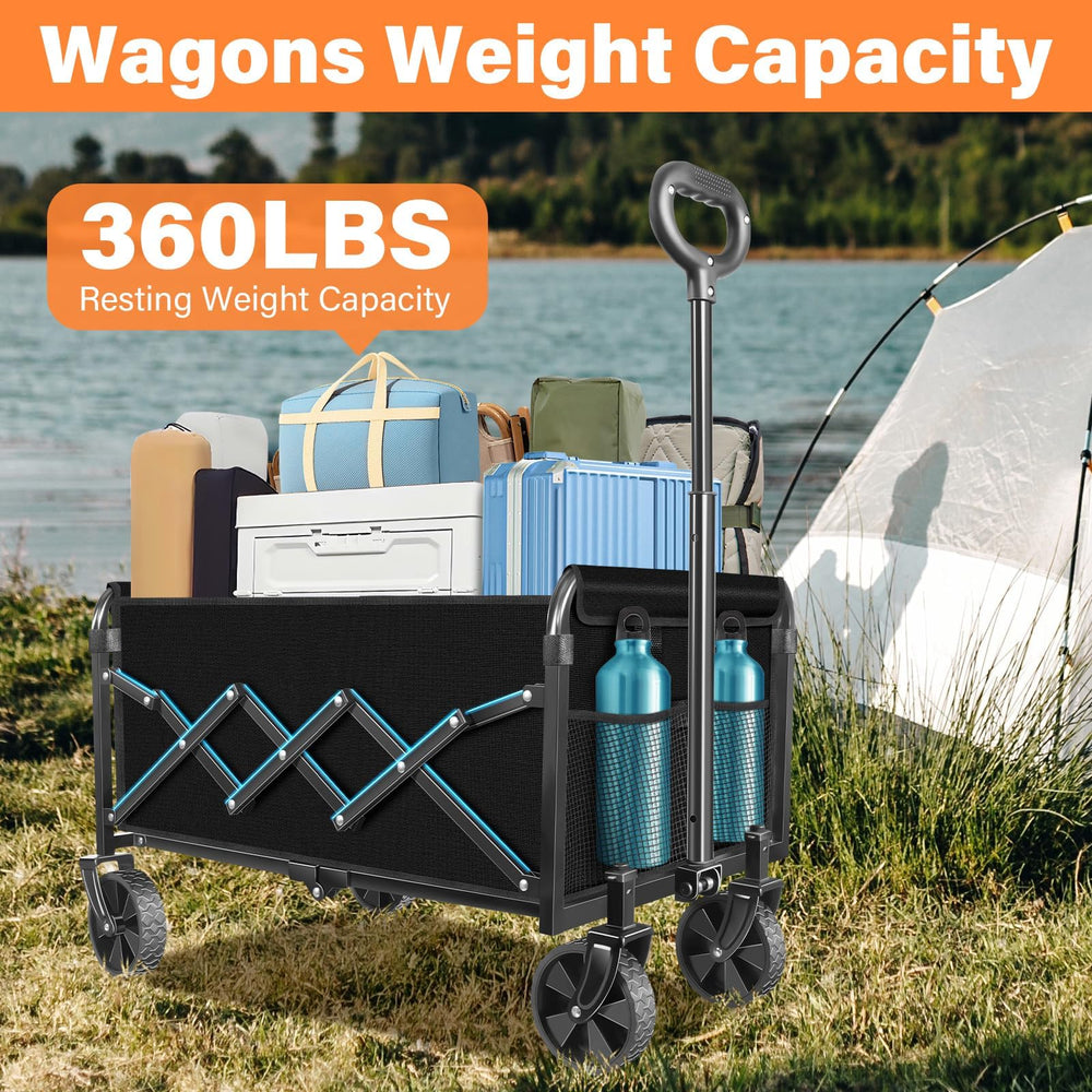 LIAPOTT Foldable Wagon Cart folded for easy storage