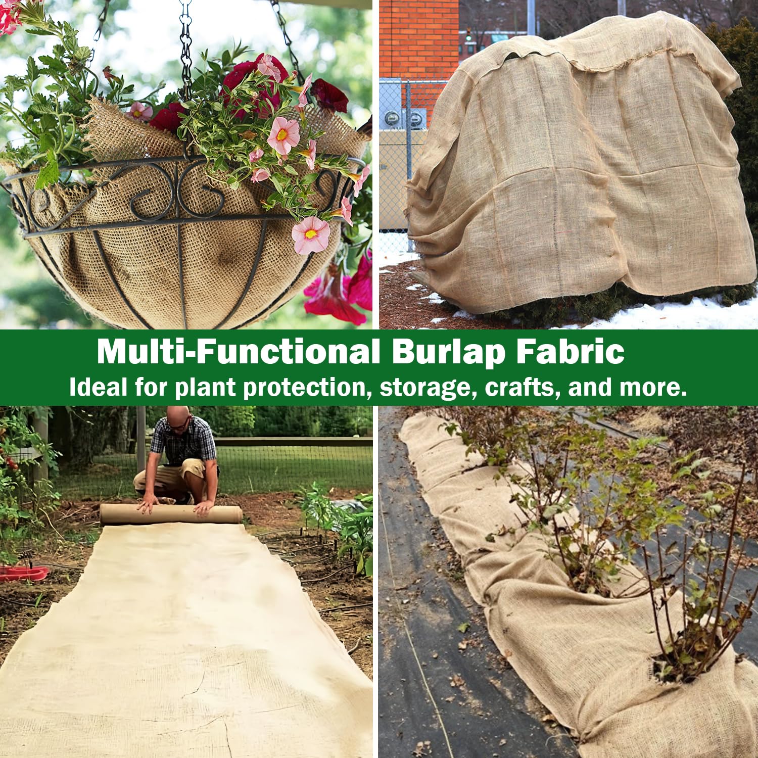 Liaycco burlap fabric roll for gardening and crafts