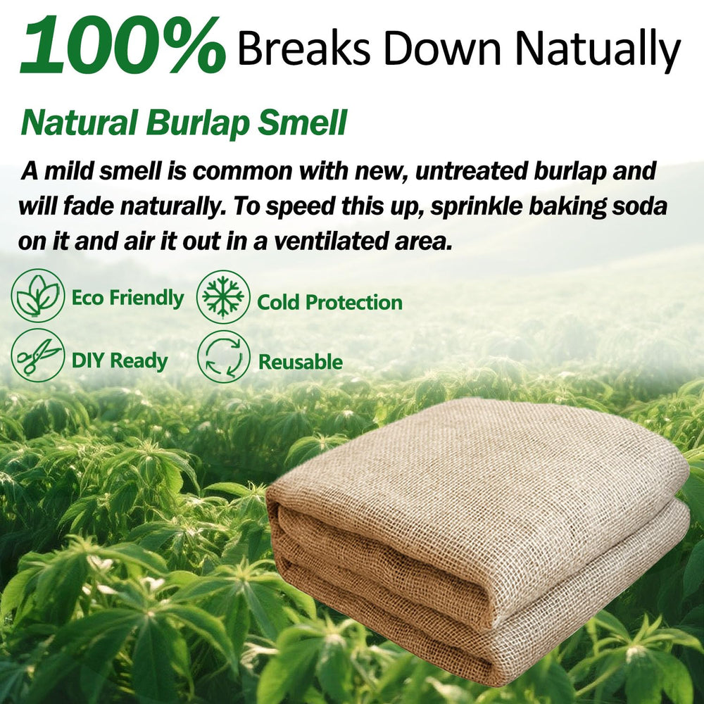 Liaycco burlap fabric roll showing stitched edges