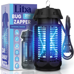 LiBa Bug Zapper Outdoor 20W front view with blue-violet light