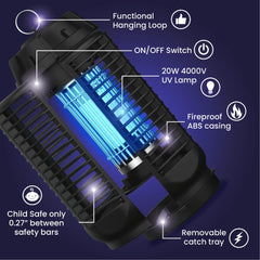 LiBa Bug Zapper Outdoor 20W side view showing waterproof design