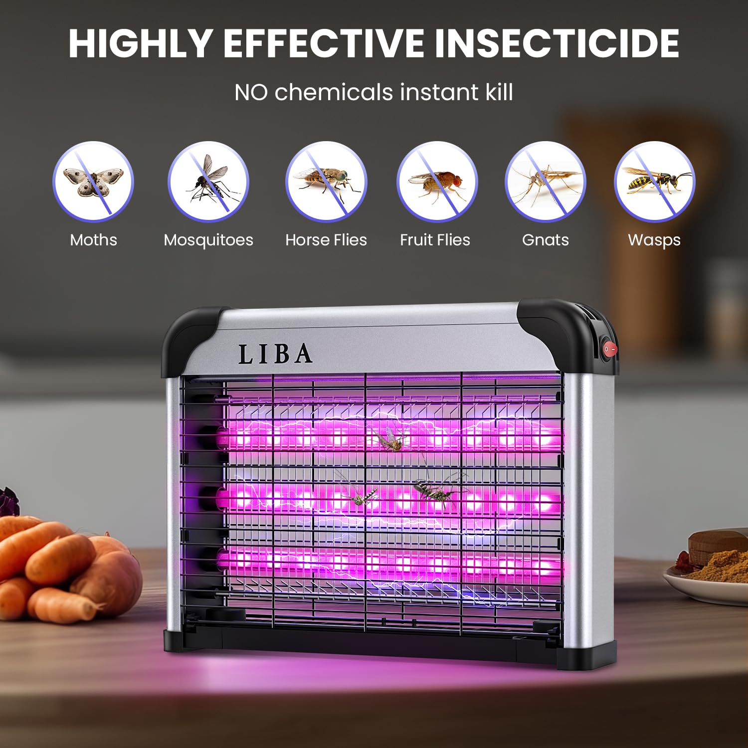 LiBa Bug Zapper showing waterproof tray for debris collection
