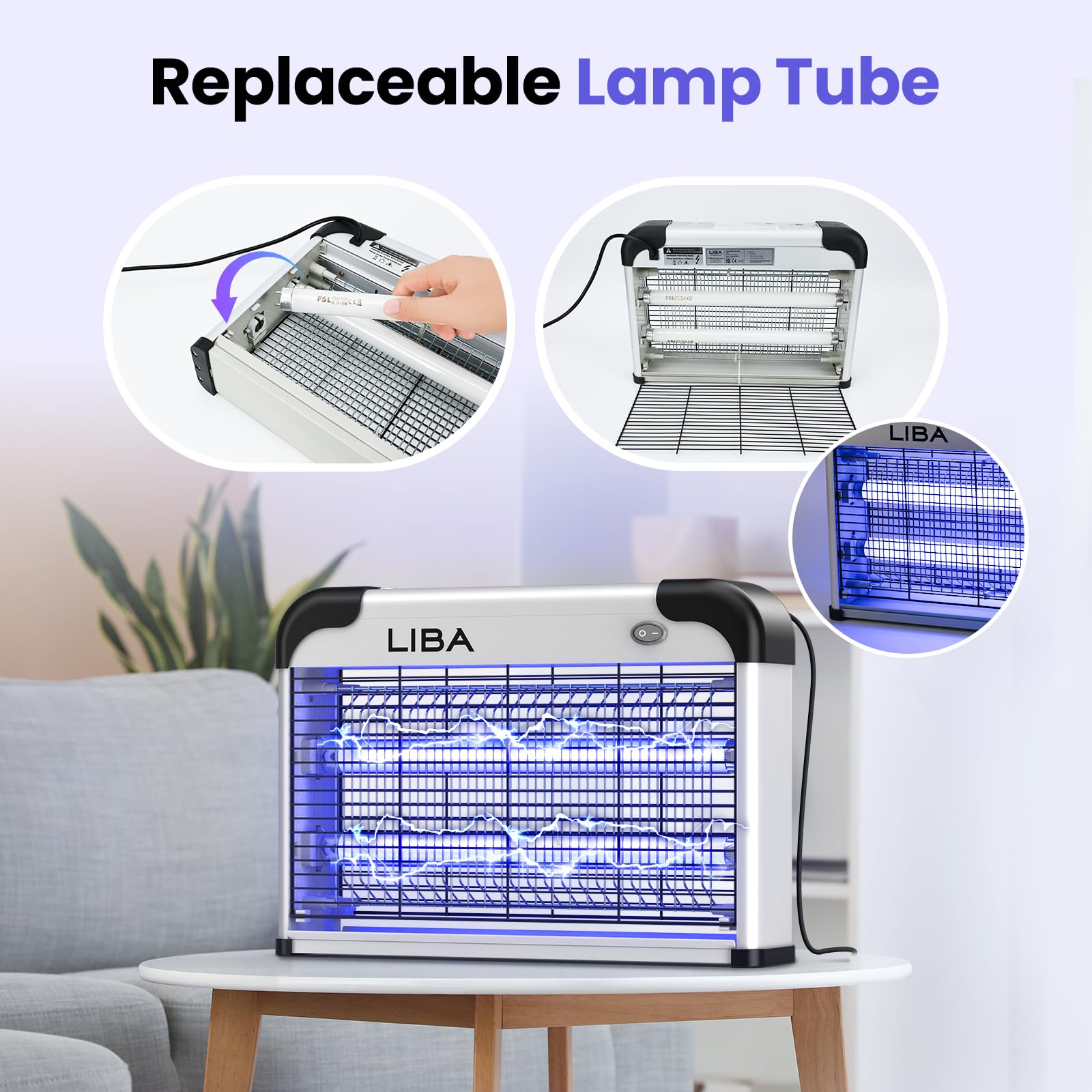 LiBa Indoor Bug Zapper 2800V power cord detail