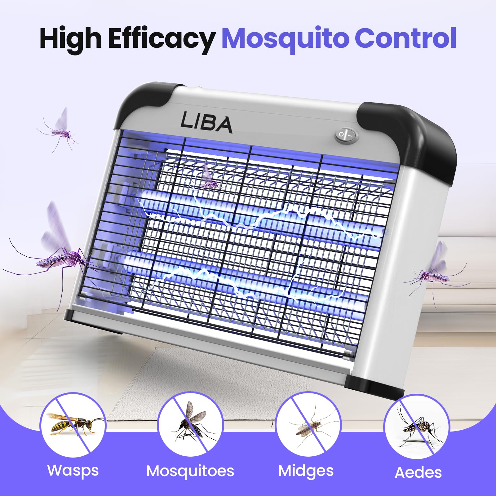LiBa Indoor Bug Zapper 2800V side view showing safety screen