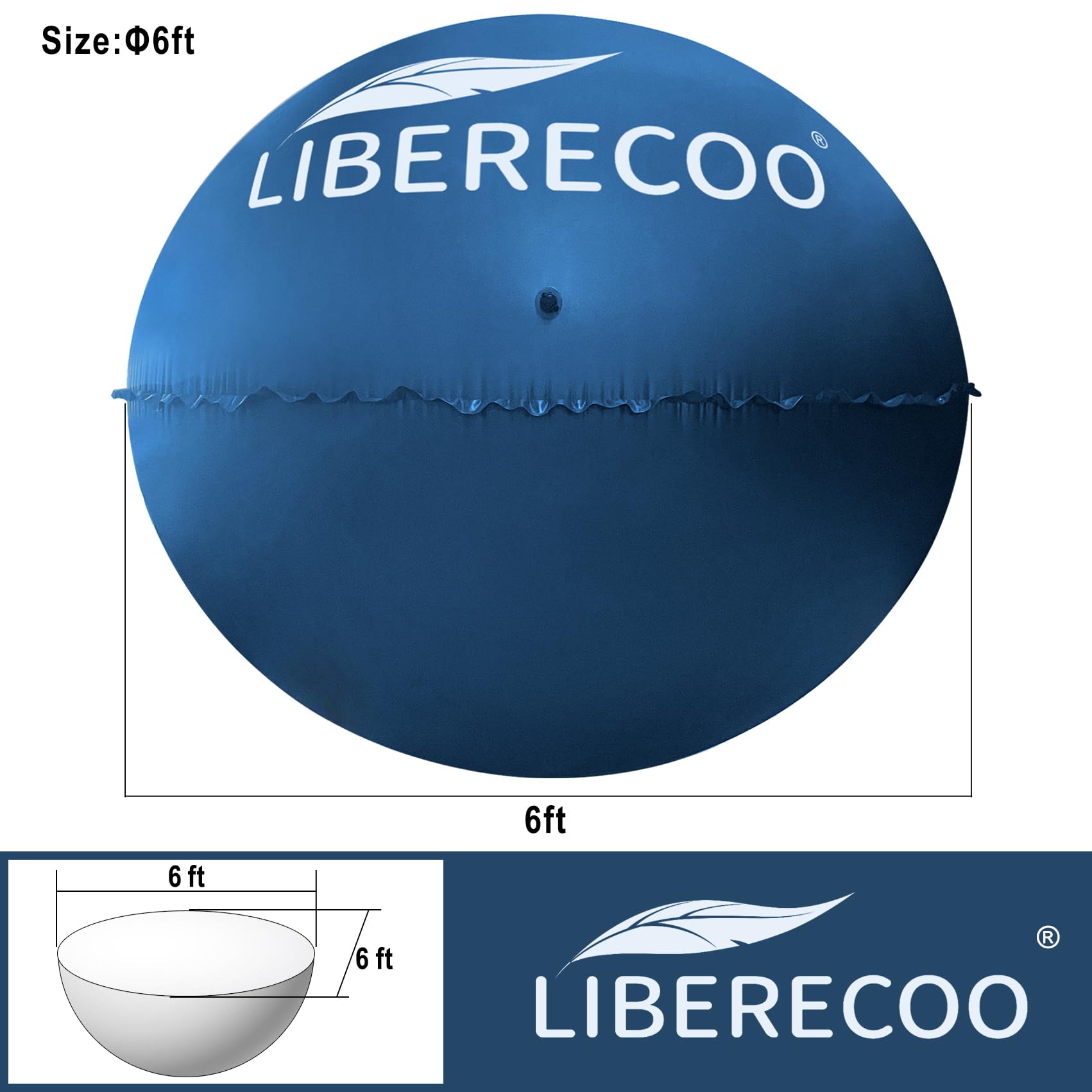 LIBERECOO 6FT round pool pillow blue model side view