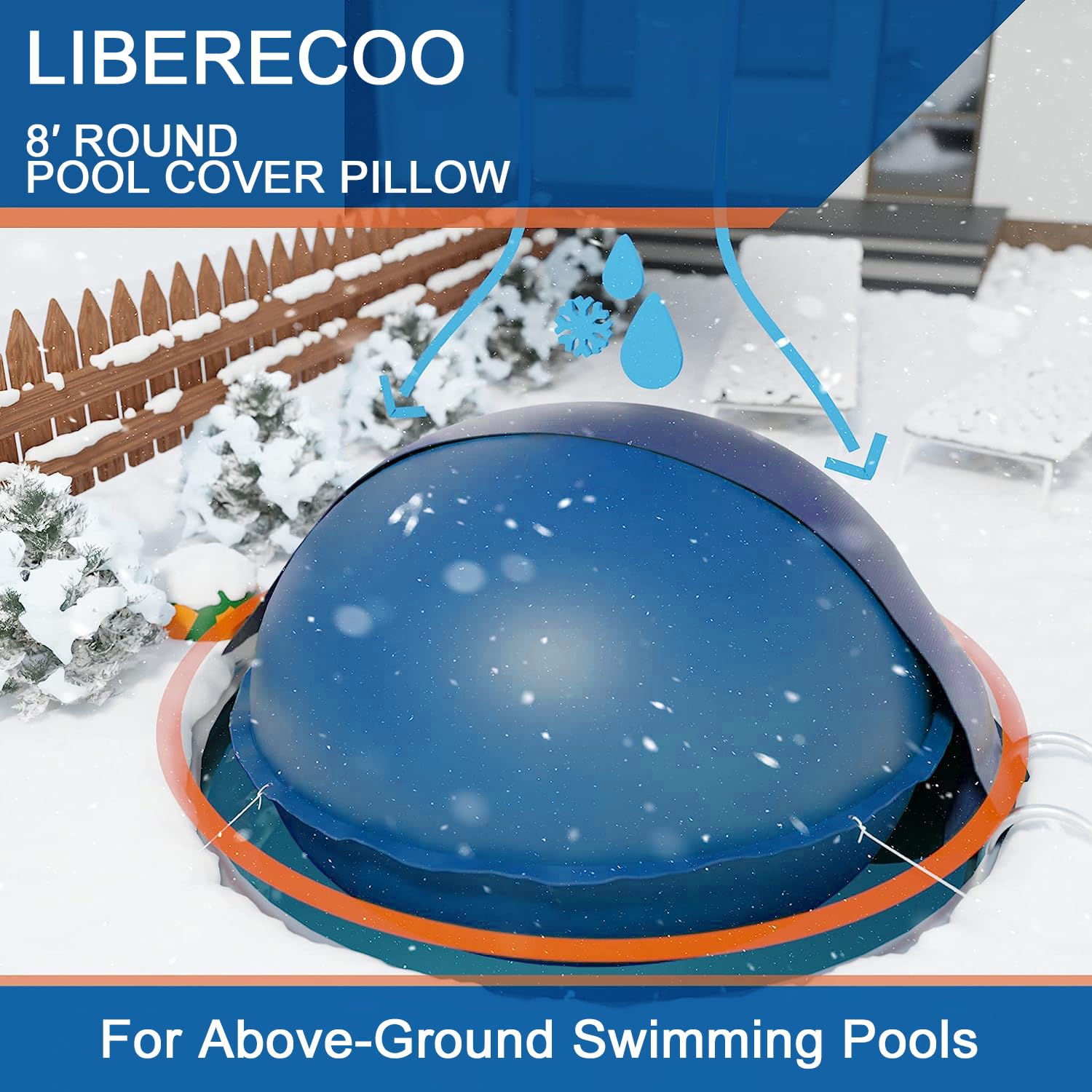 LIBERECOO pool cover pillow with grommets for secure attachment