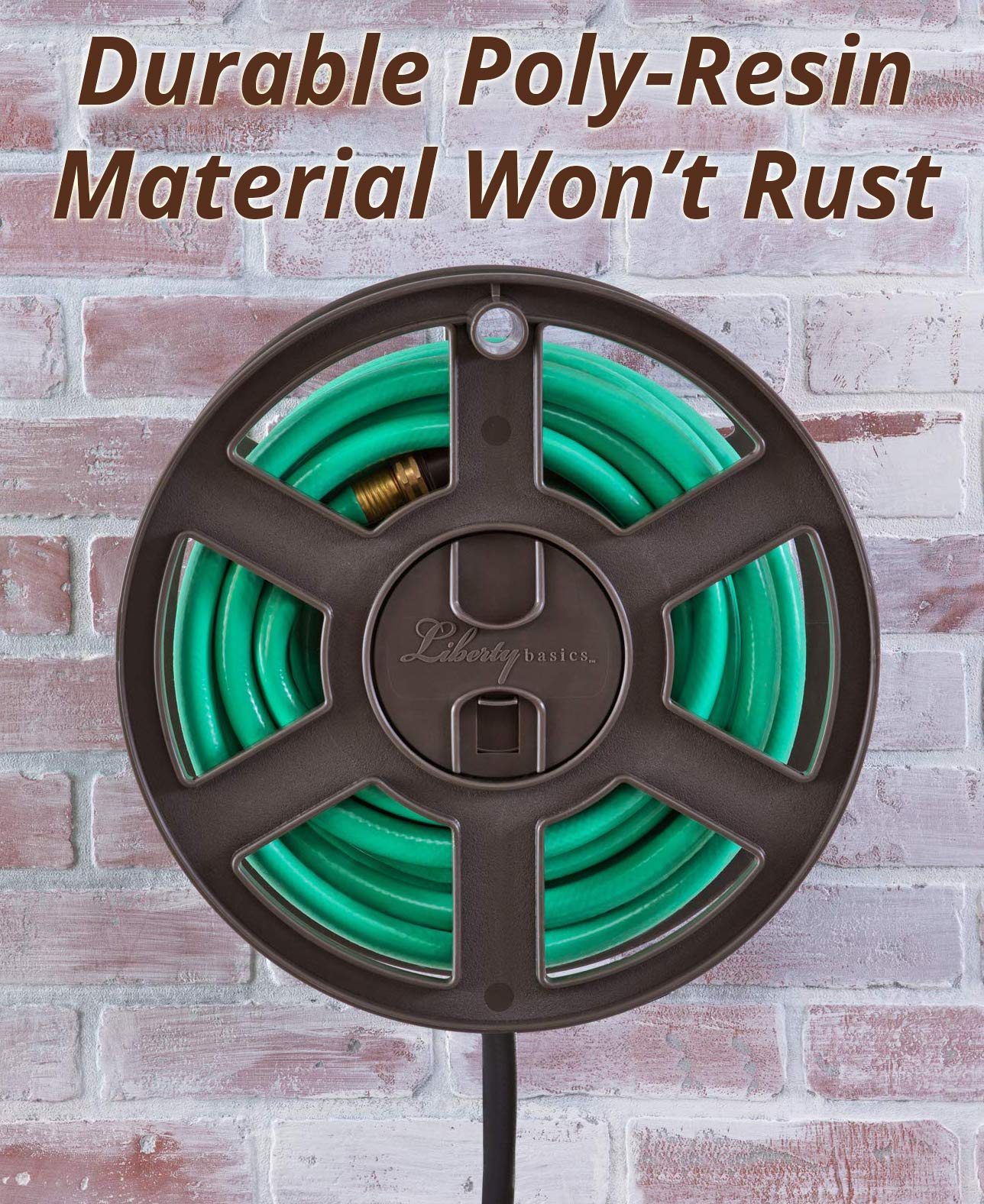 Liberty Garden Wall Mount Hose Reel with included 6-foot leader hose