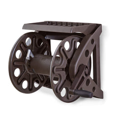 Liberty Garden Wall Mounted Hose Reel in Bronze with shelf
