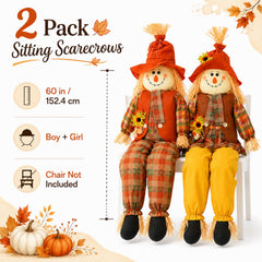 Libima 60 inch scarecrow side view showing flexible arms and legs
