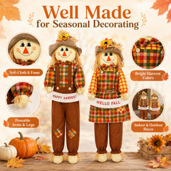 Libima scarecrow with flexible arms in a garden setting