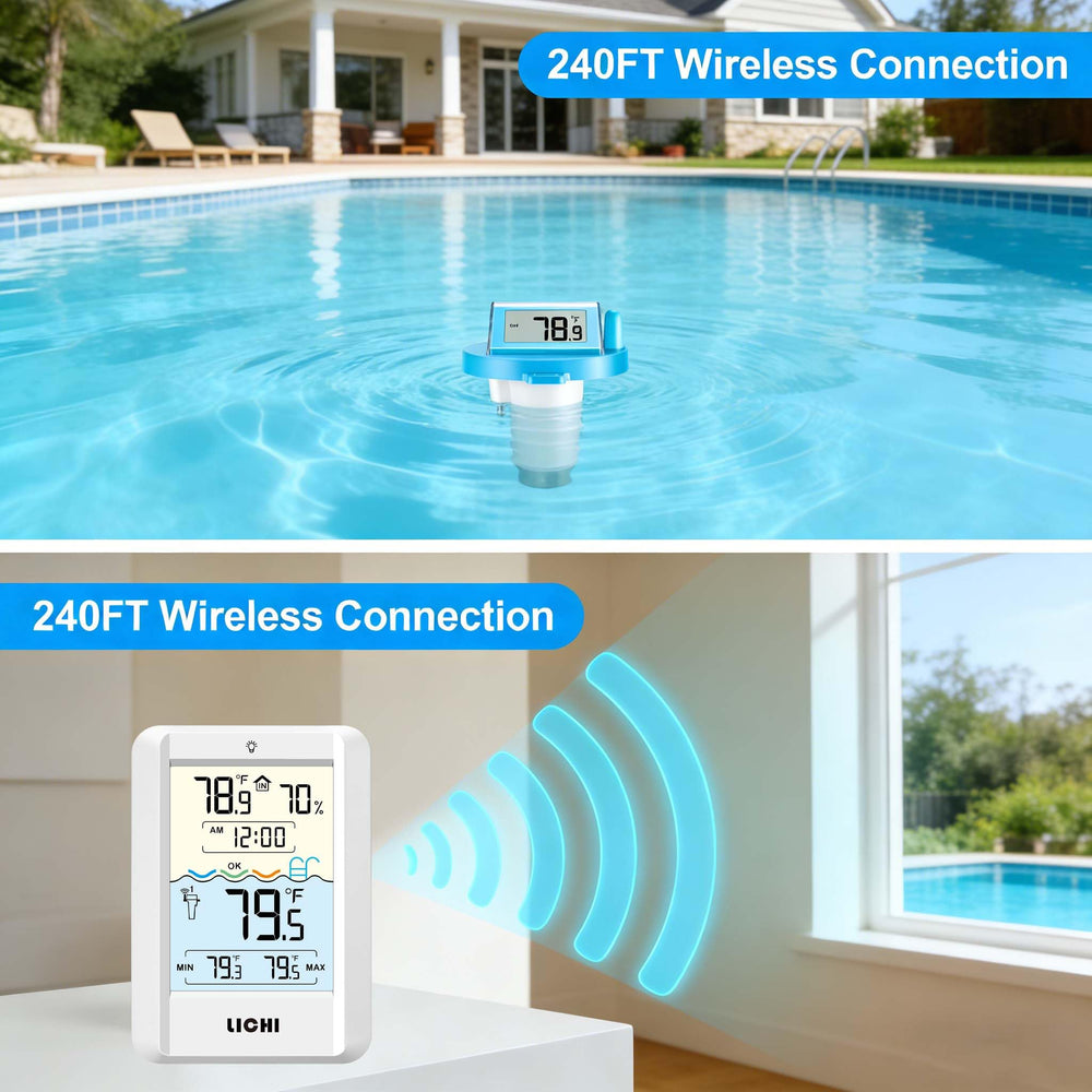LICHI floating thermometer in a pool