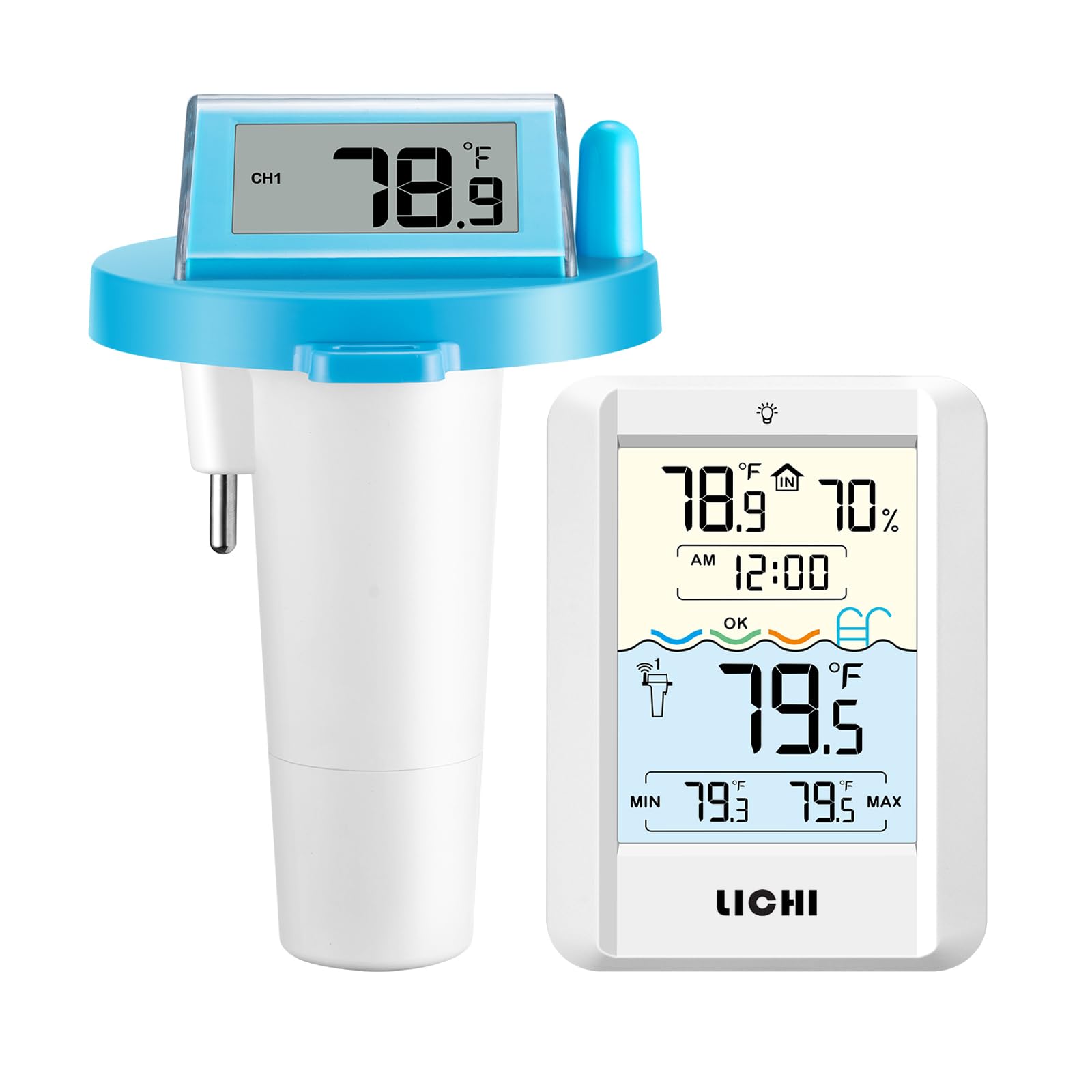 LICHI Solar Wireless Floating Pool Thermometer front view