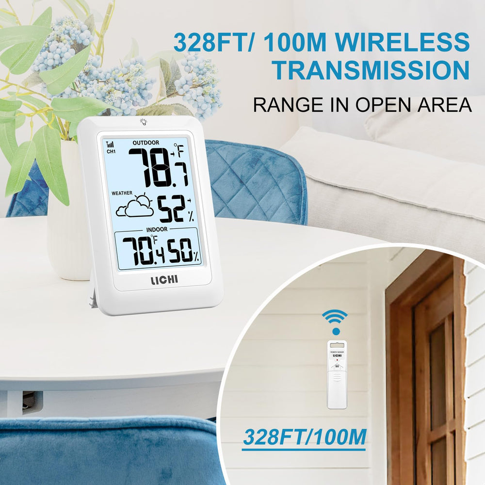 LICHI thermometer showing LCD display with temperature readings