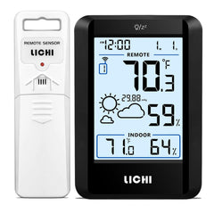 LICHI Wireless Indoor Outdoor Thermometer front view with LCD display