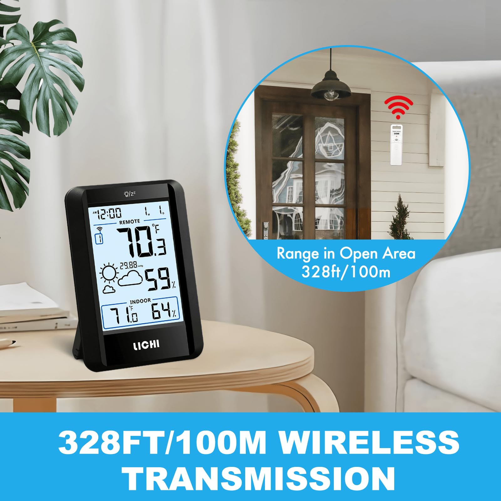 LICHI Wireless Thermometer in a garden setting