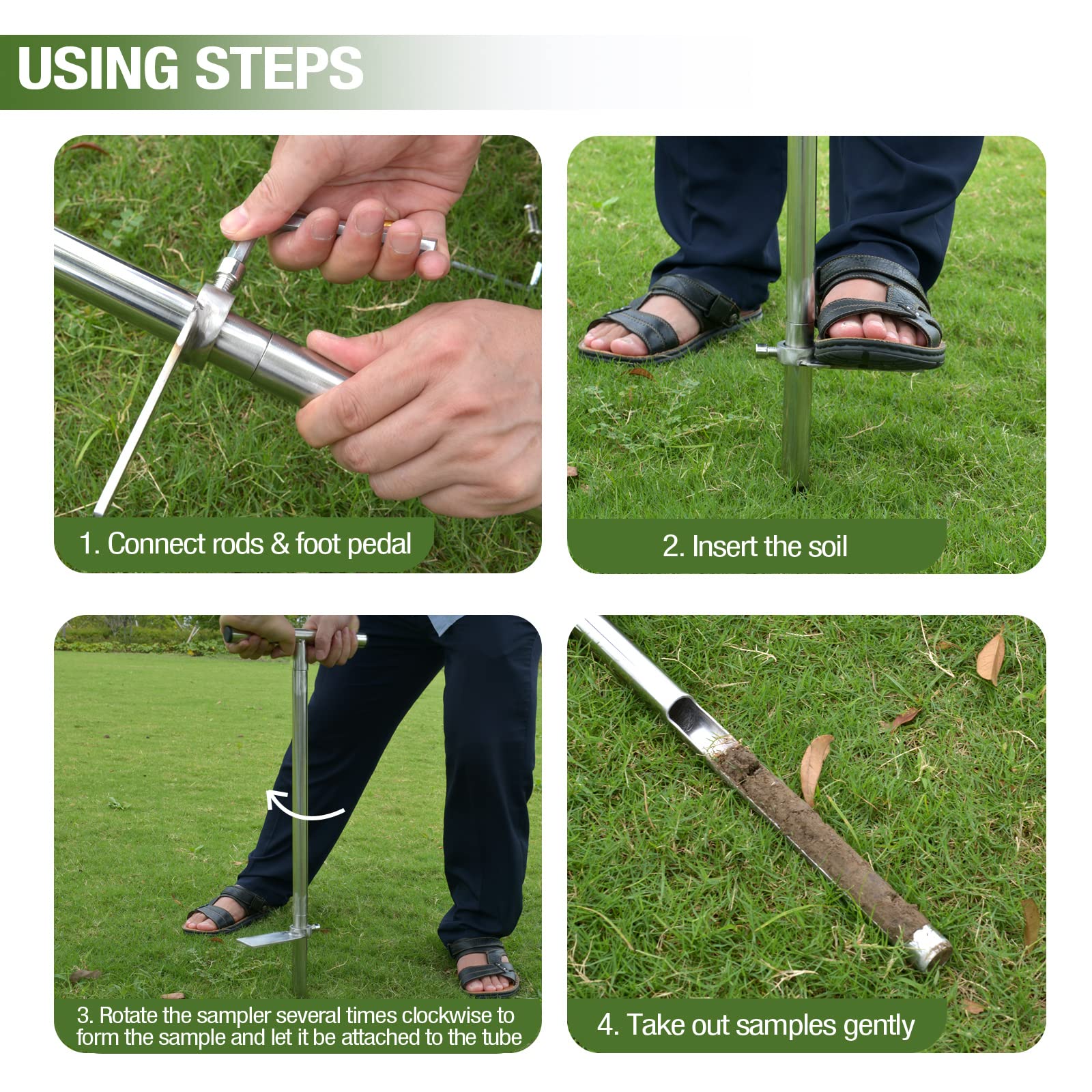 Lichtund soil probe stainless steel material close-up