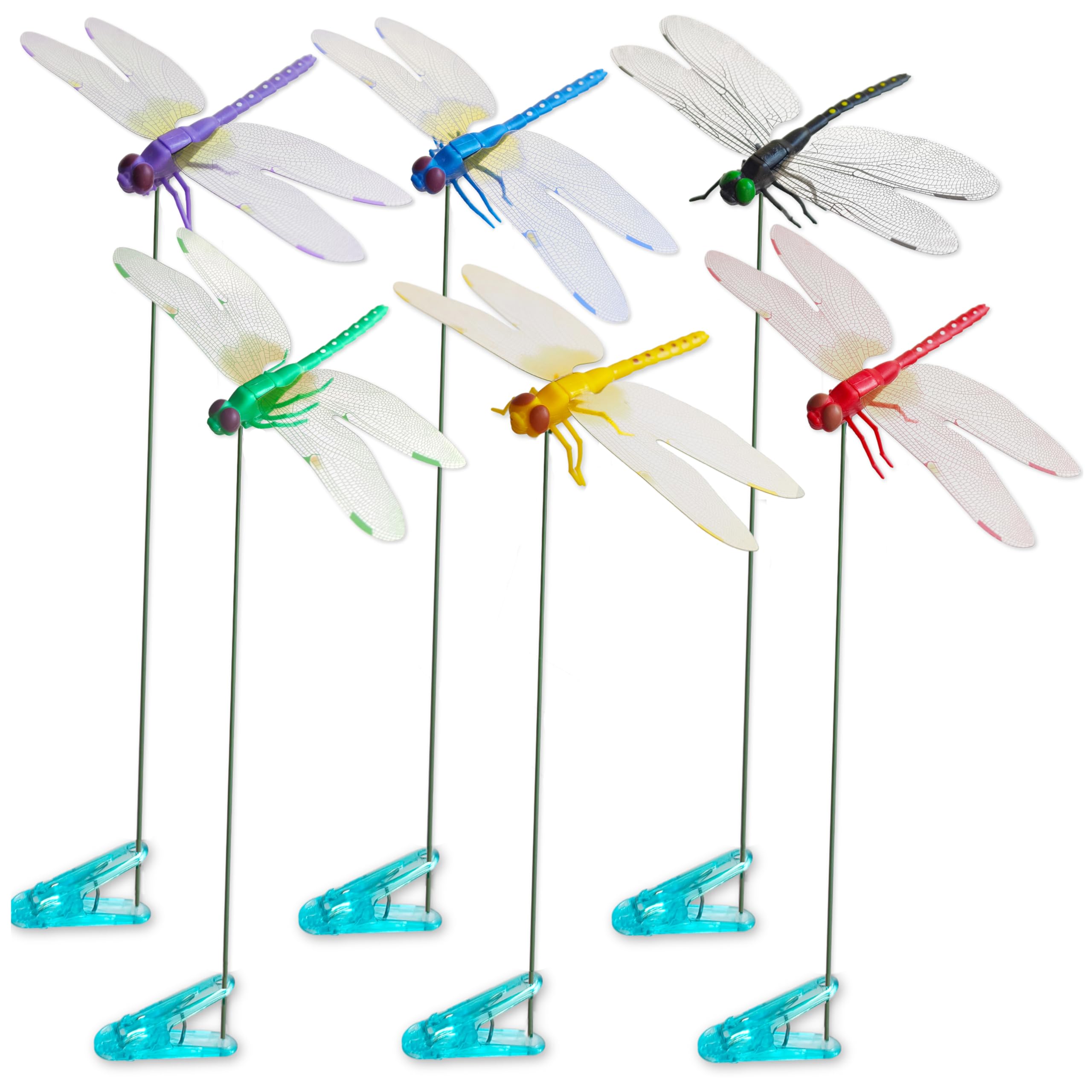 Lidengle 6 Pack Dragonfly Clips in assorted colours front view