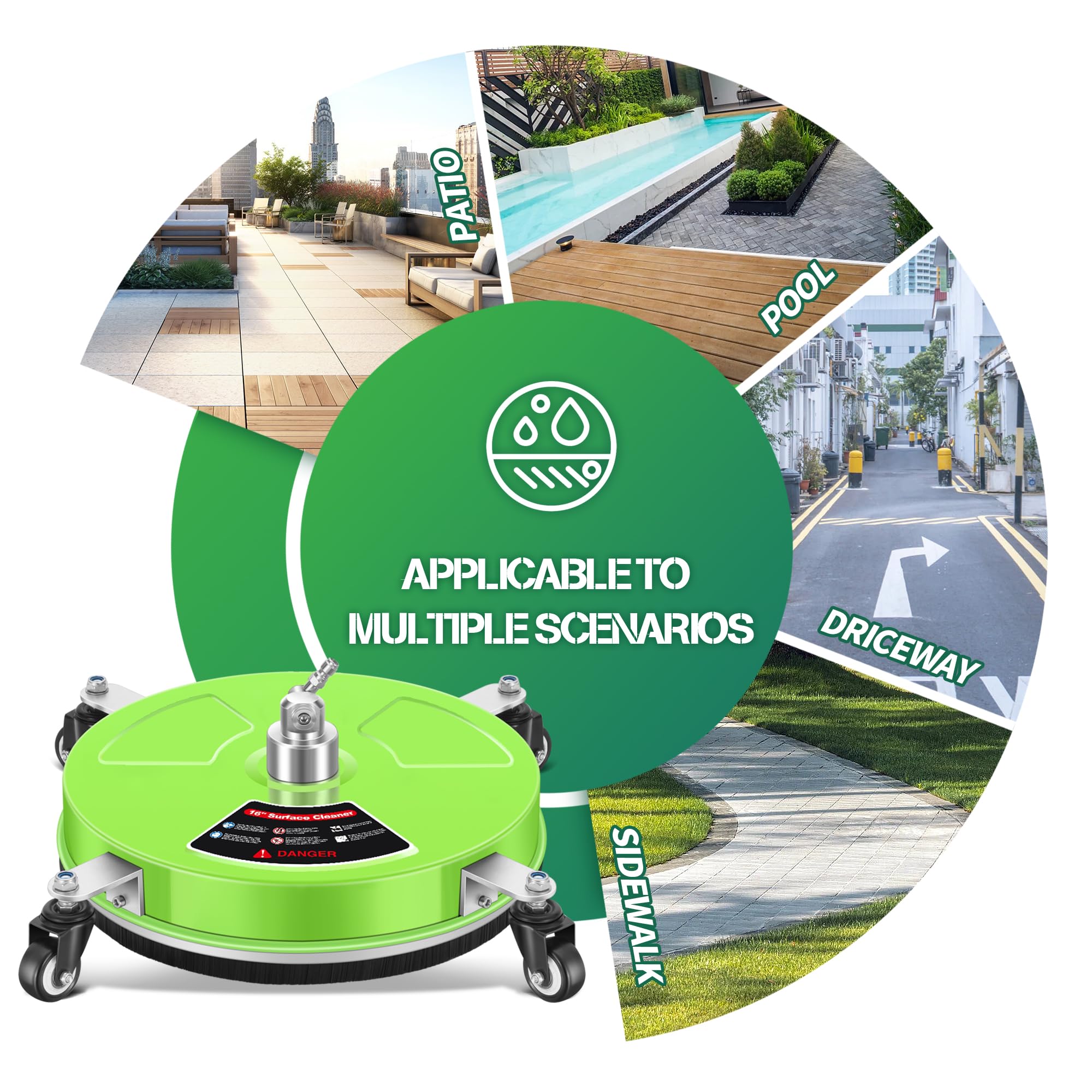 LidoDola surface cleaner with quick-connect plug and anti-clog inlet