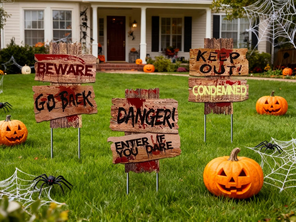 Liecho Halloween yard signs set in outdoor decor