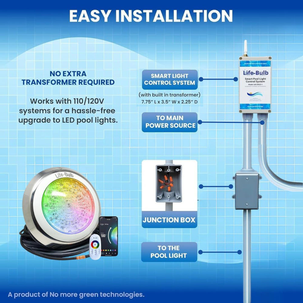 Life-Bulb Smart Pool LED Light user interface on smartphone