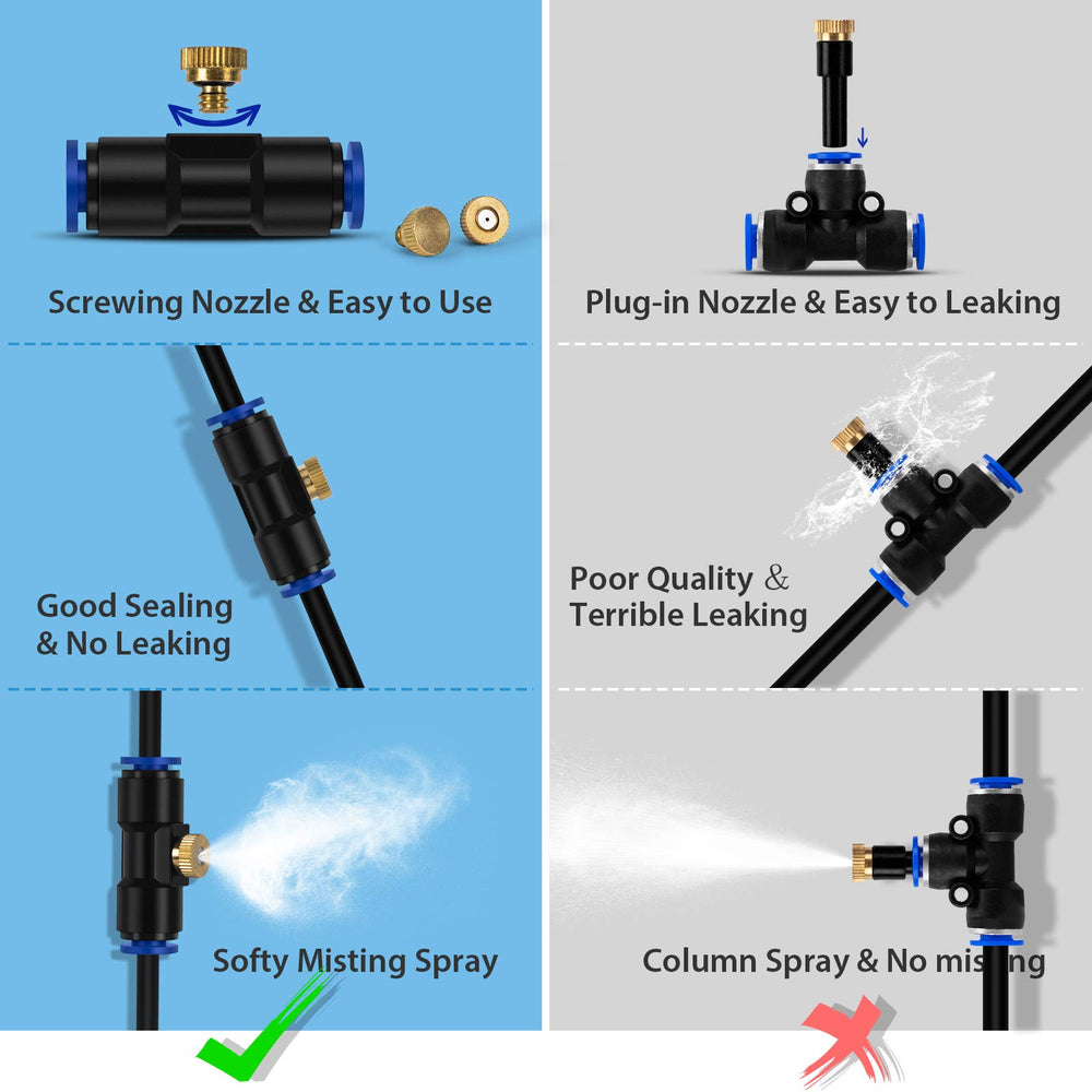 lifeegrn Misting Cooling System nozzles spraying mist