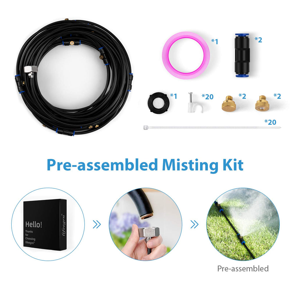 lifeegrn Misting Cooling System setup in a patio