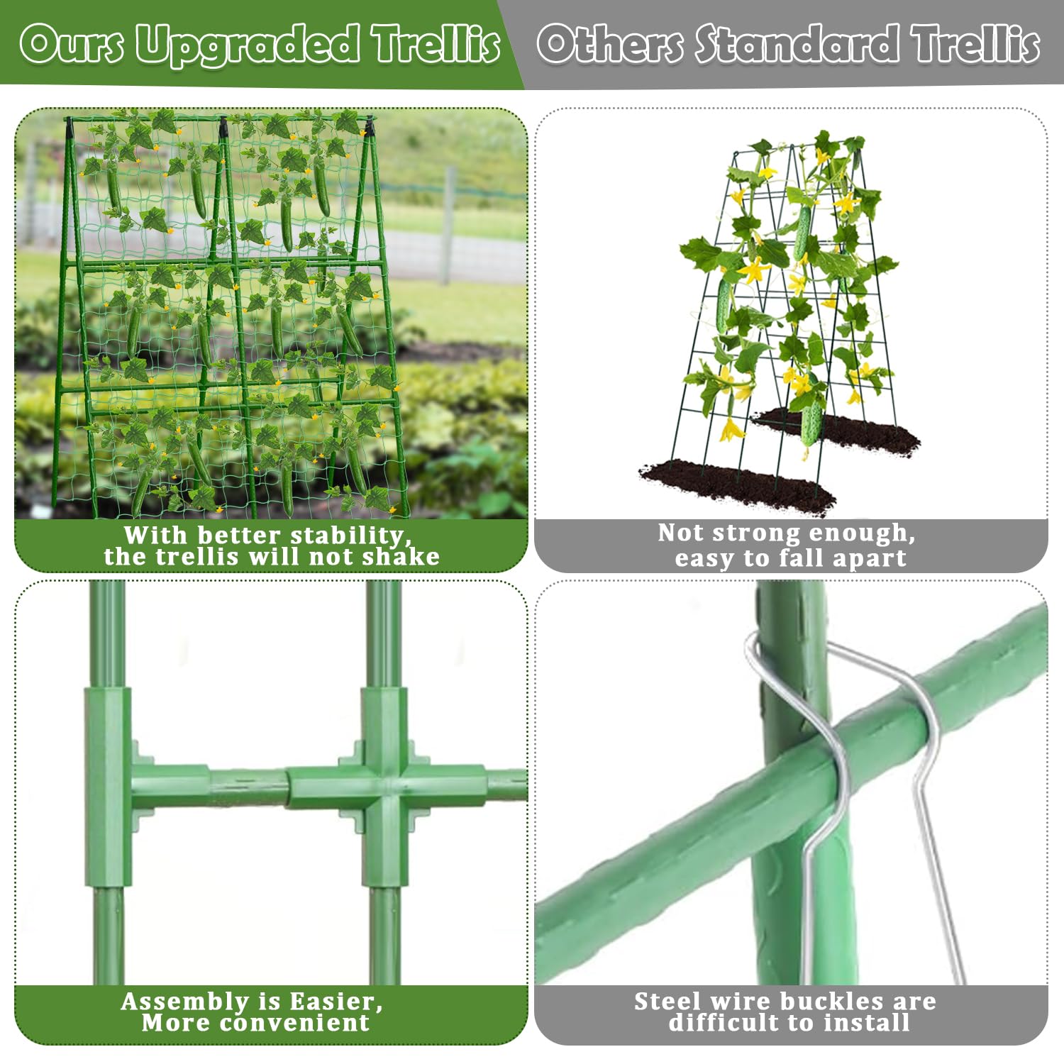 LifeisLuck Cucumber Trellis side view in garden setting