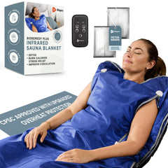Lifepro BioRemedy Infrared Sauna Blanket front view, blue