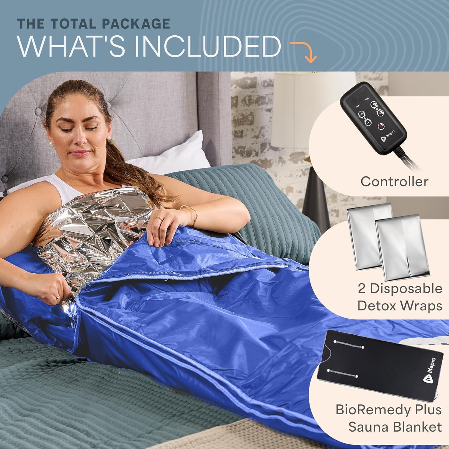 Lifepro BioRemedy Infrared Sauna Blanket with temperature setting display
