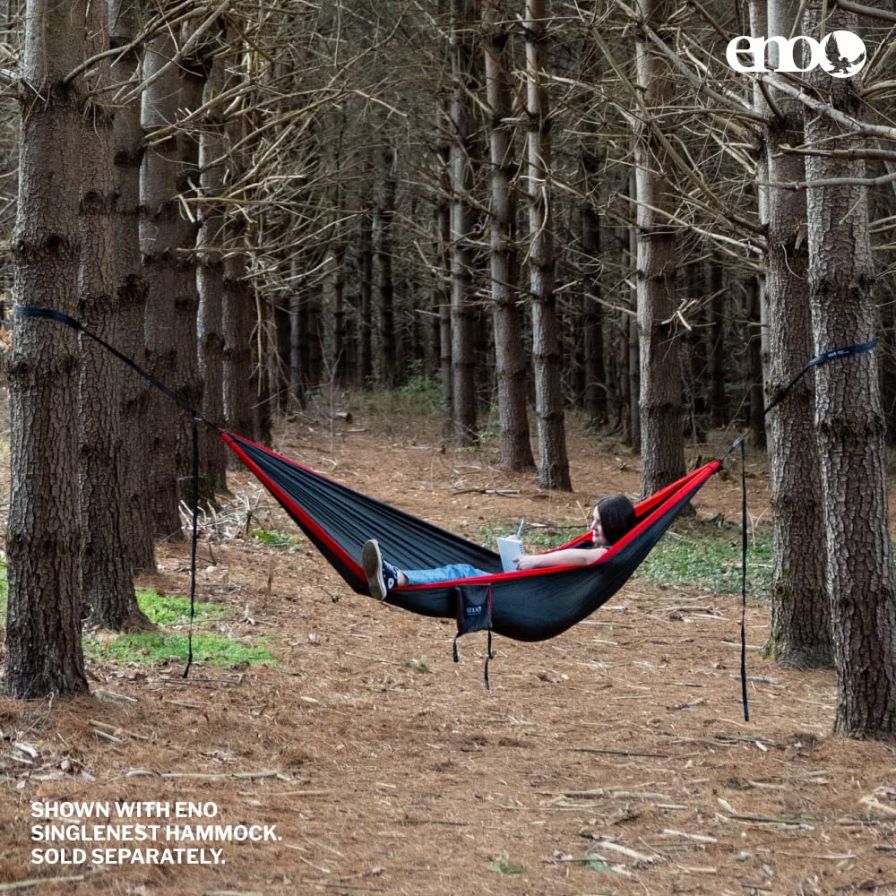 Lifestyle image of ENO Atlas Suspension System during camping