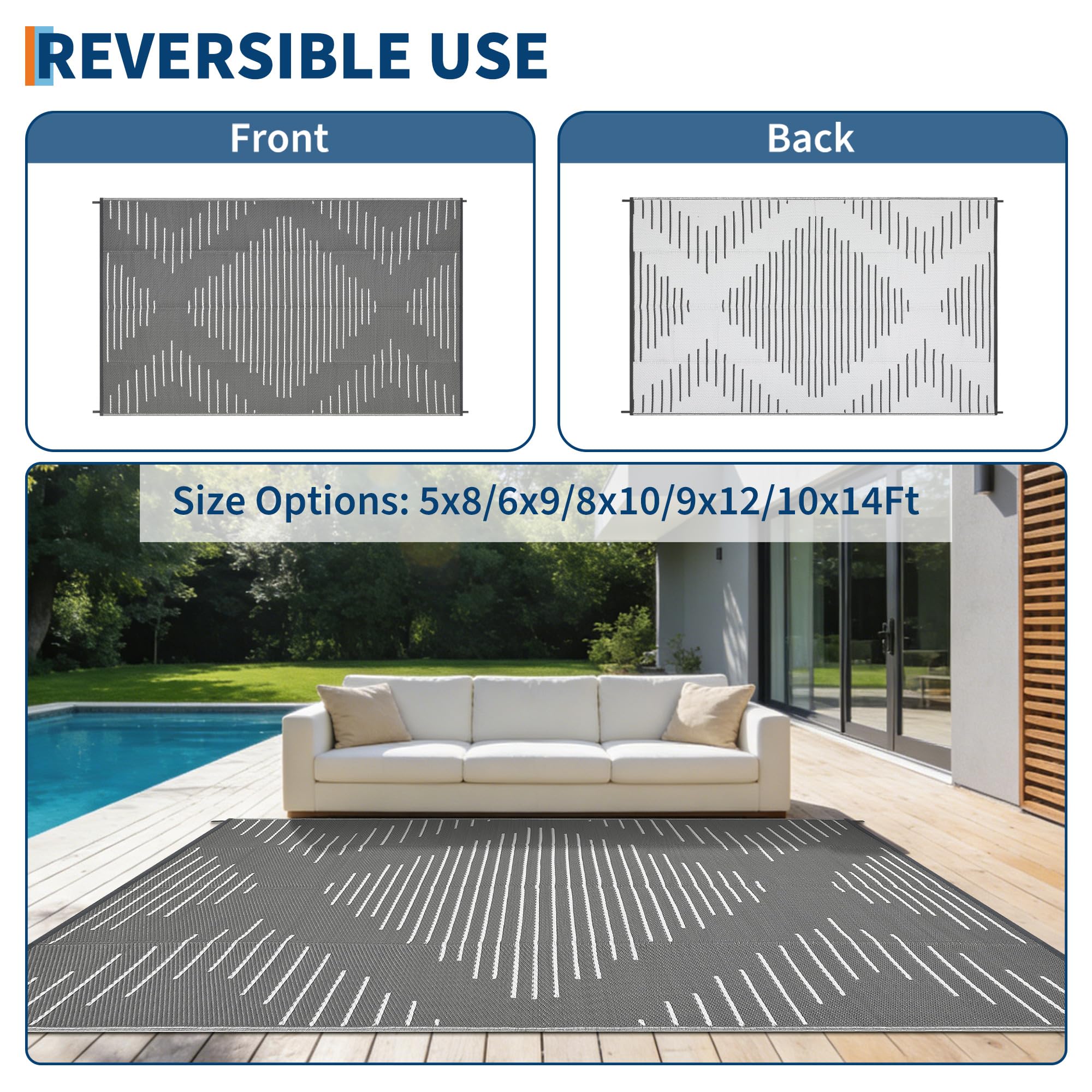 Lifestyle image of Garvee Outdoor Rug at a beach