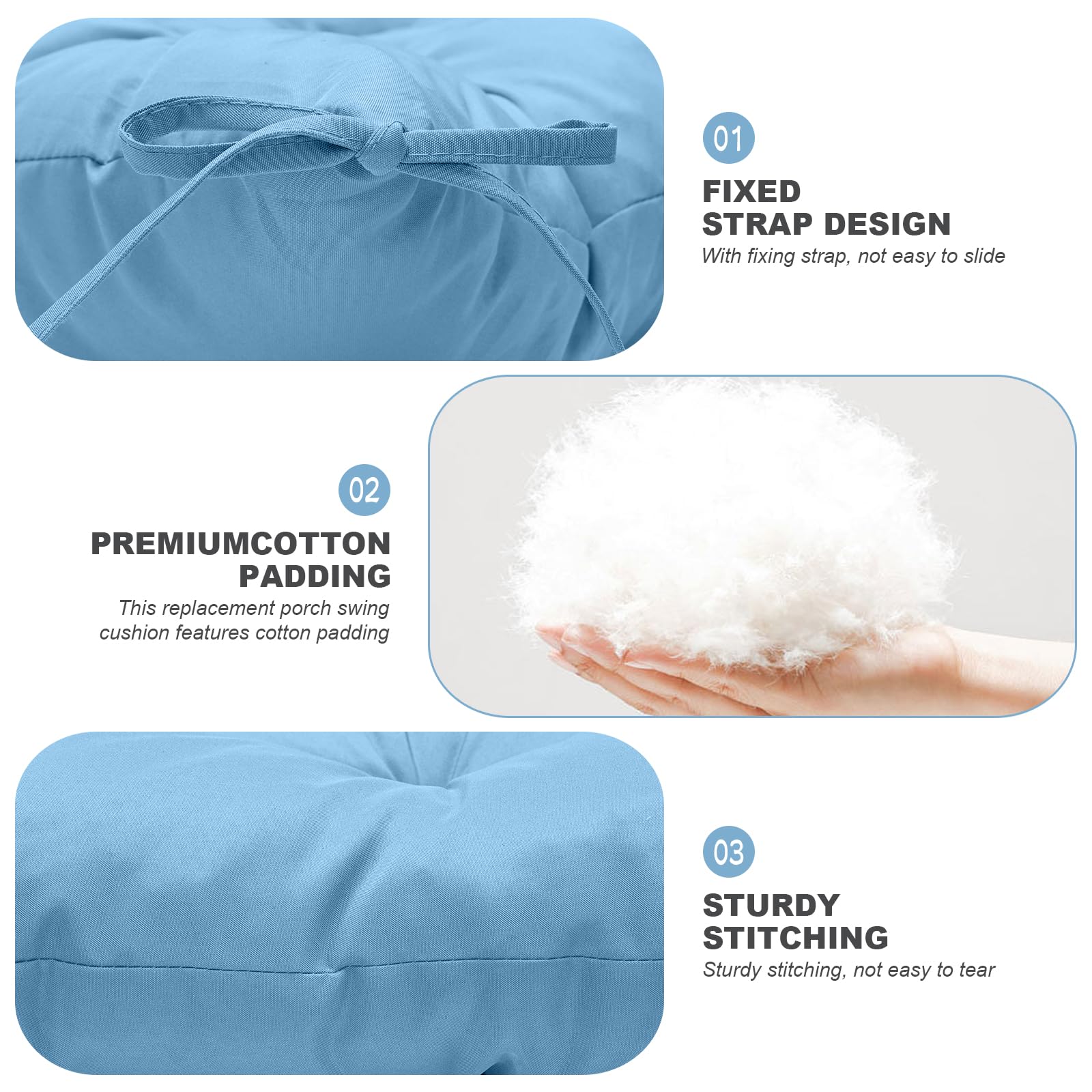 Lifestyle image of GPQAWER cushions on an outdoor swing