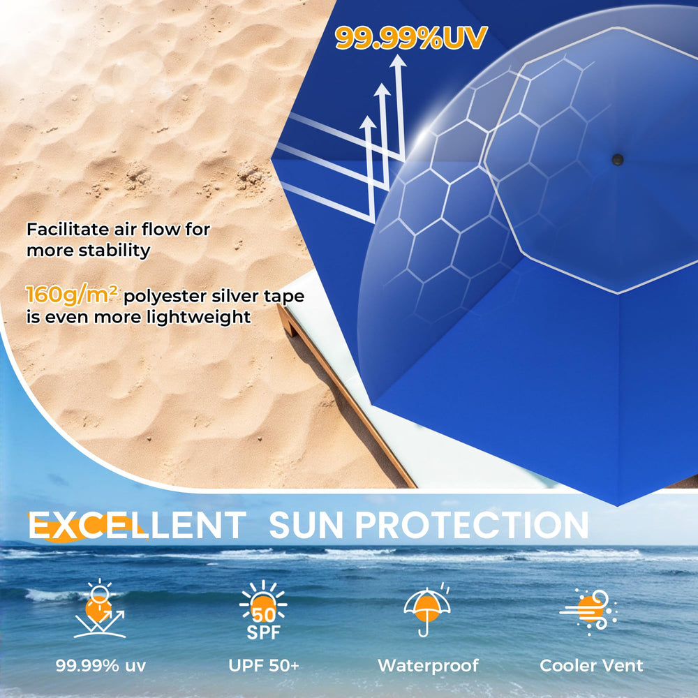 Lifestyle image of HOMEDEMO beach umbrella set up at the beach