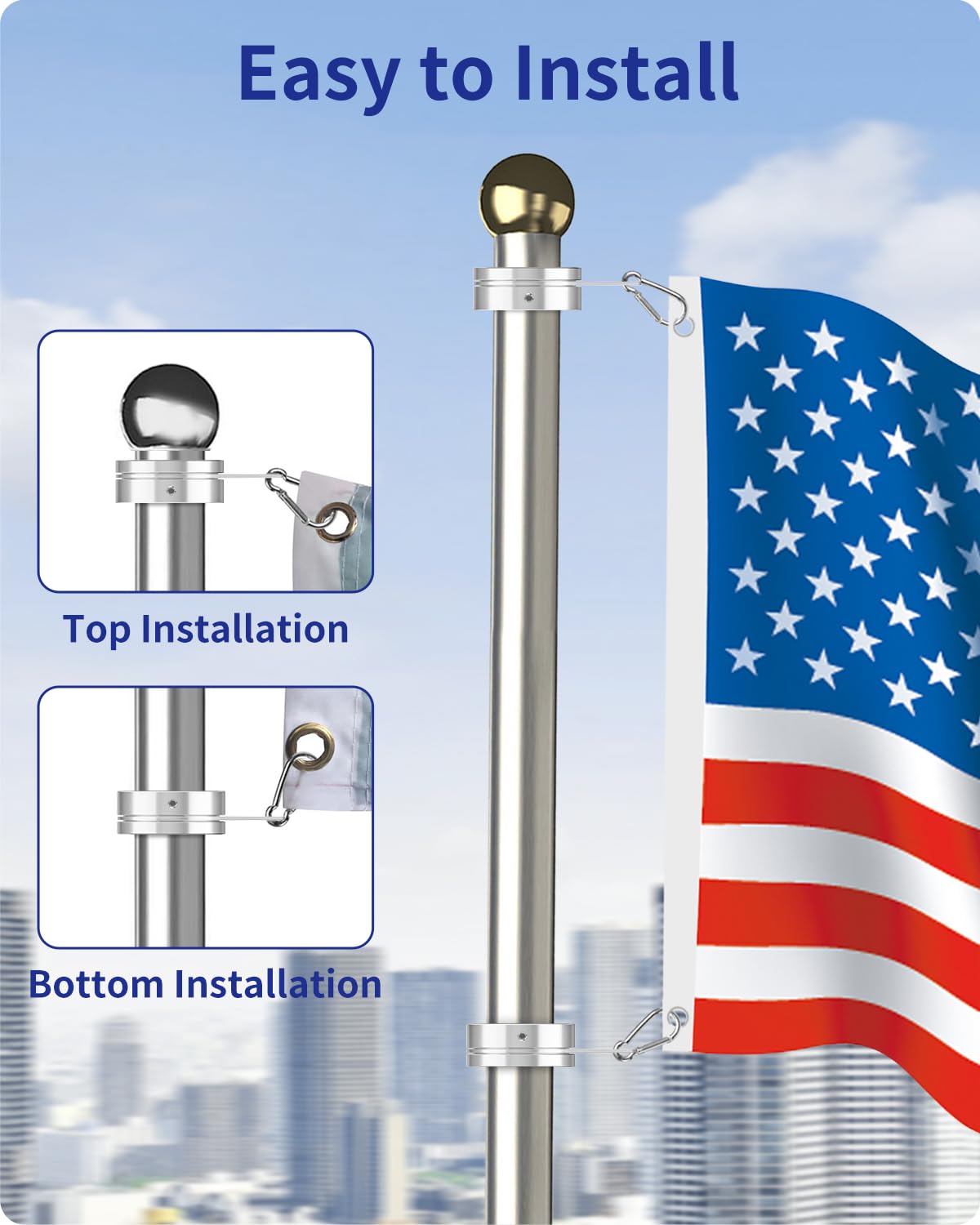 Lifestyle image of Loretoy Flag Pole Rings in use