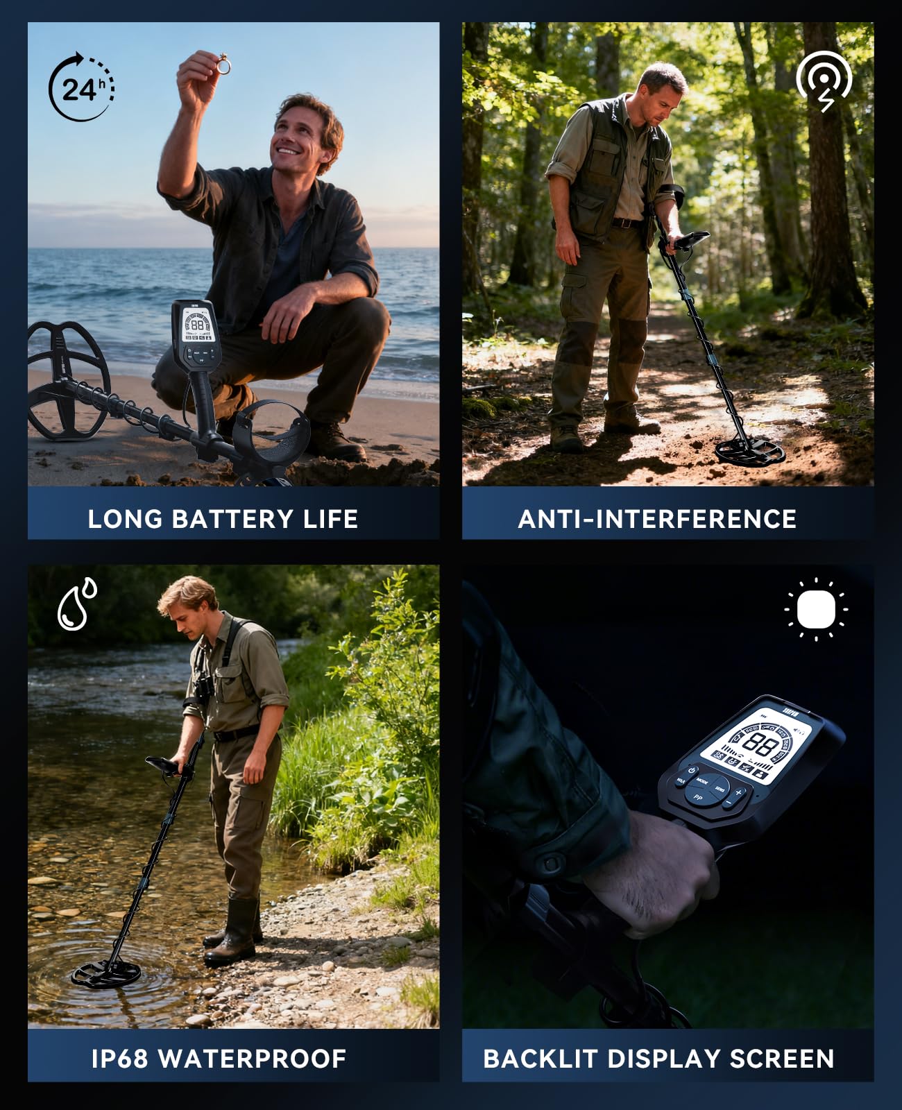 Lifestyle image of SUNPOW metal detector at the beach