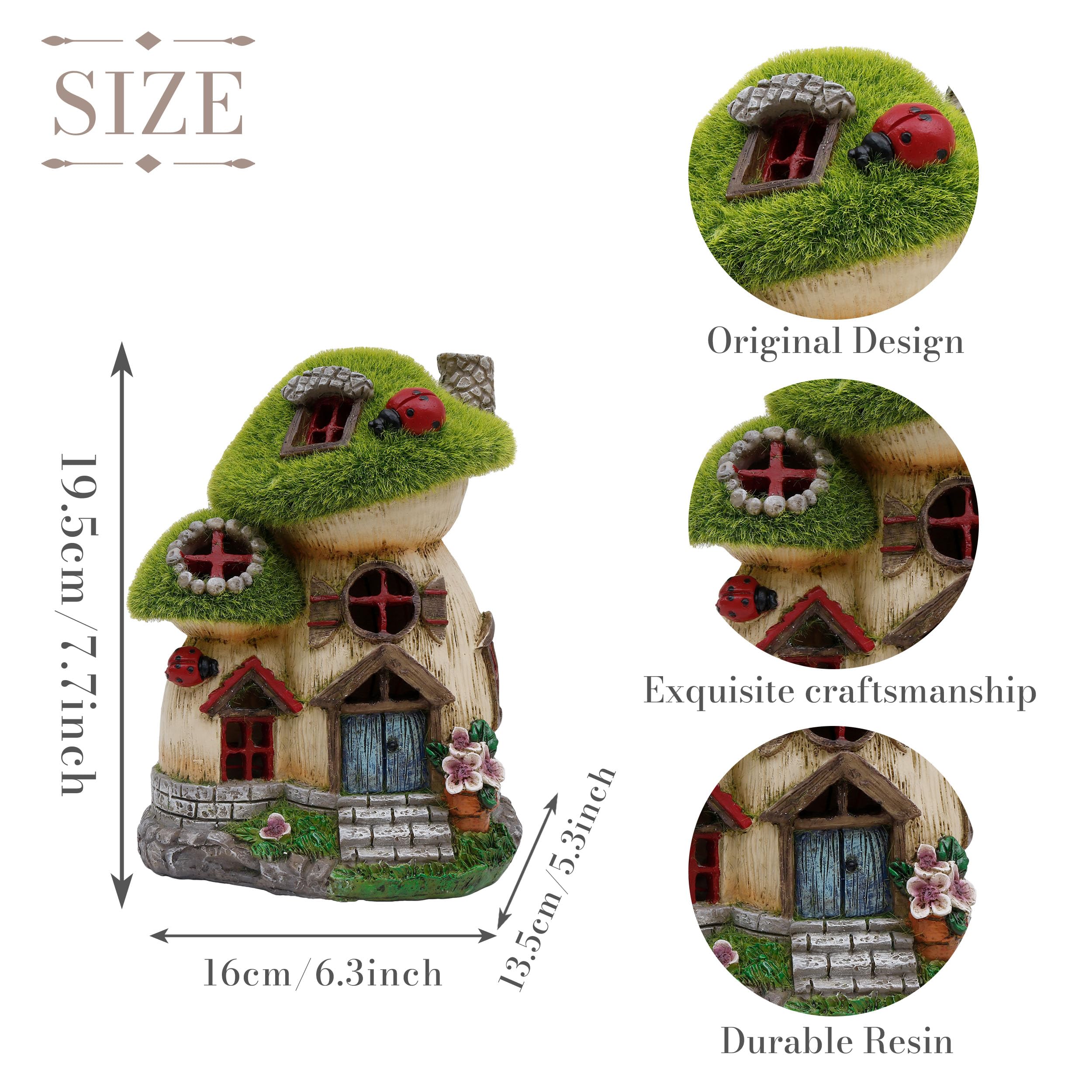 Lifestyle image of the mushroom statue in a garden setting