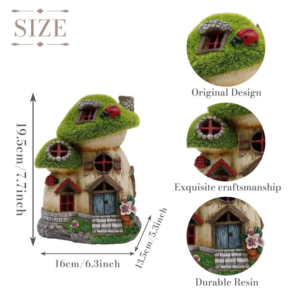 Lifestyle image of the mushroom statue in a garden setting