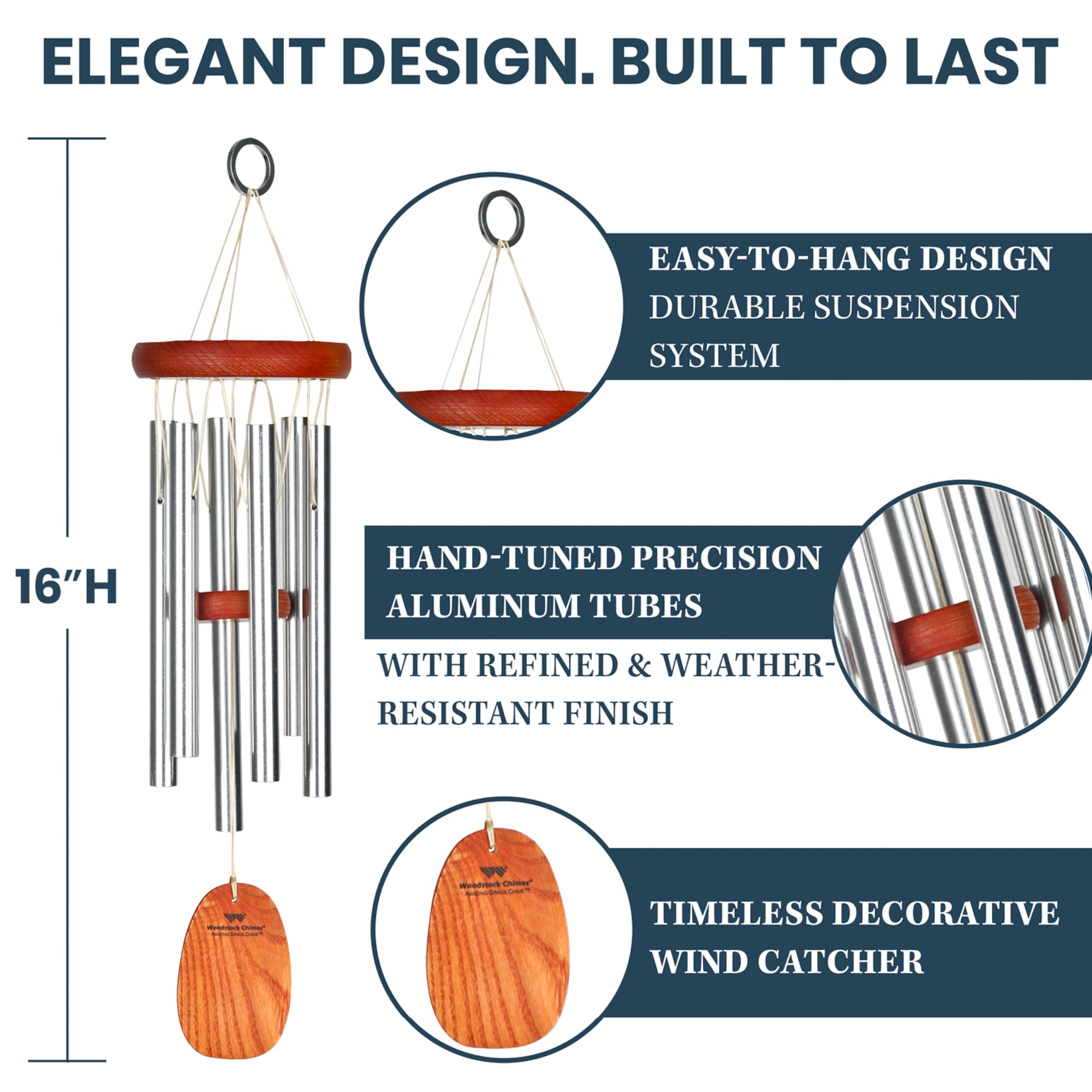Lifestyle image of Woodstock Chimes Amazing Grace Wind Chime on a patio