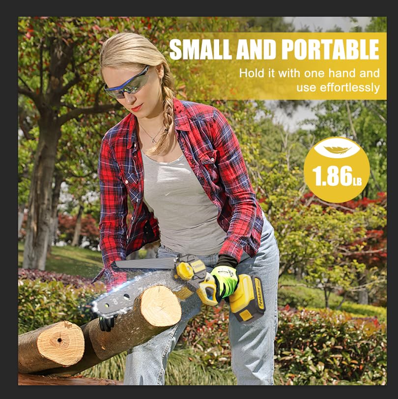 Lifestyle image of Zeeksaw Mini Chainsaw in use for garden pruning