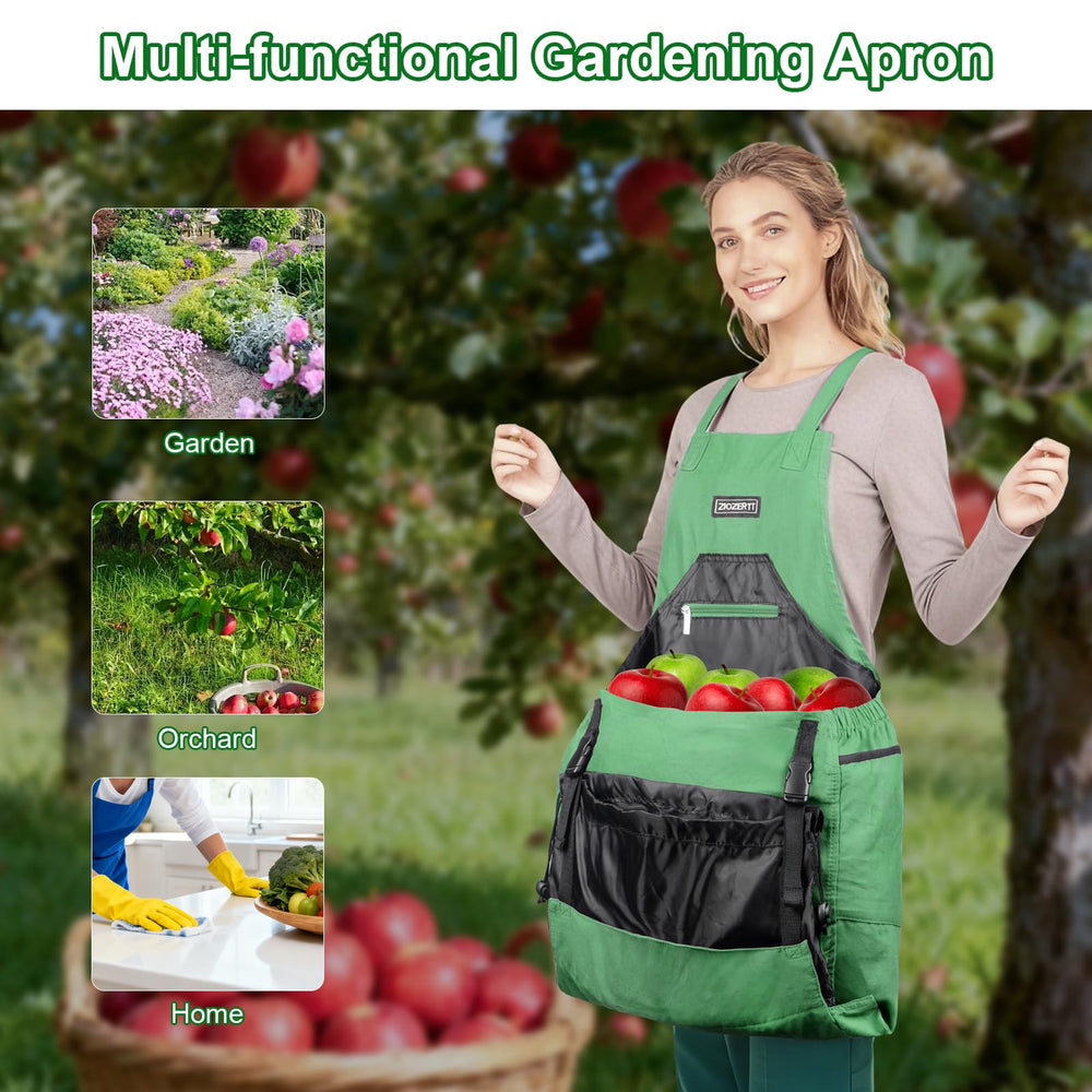 Lifestyle image of ZIOZERTT Gardening Apron being used in a garden