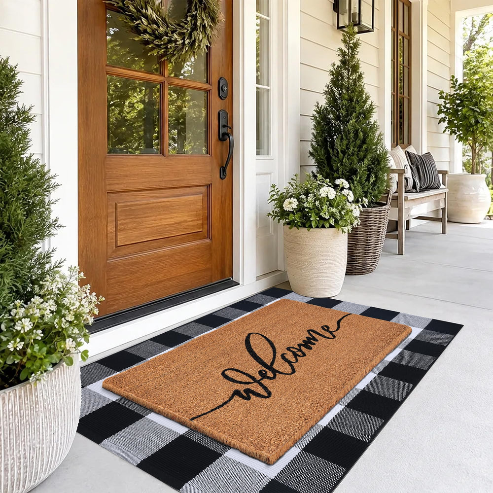 Lifestyle image showing Fallovea mats on a porch